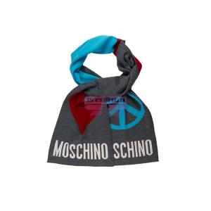[山姆代購] [限購1件] MOSCHINO 紅藍撞色針織圍巾 主色灰色 27.5*170cm