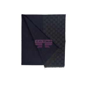 [山姆代購] [限購1件] 古馳GUCCI 經典GG圖案羊毛圍巾 藏青色 40*180cm