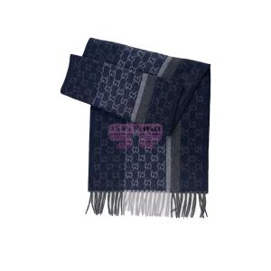[山姆代購] [限購1件] 古馳GUCCI 經典GG圖案雙面羊絨圍巾 藍色 35*165cm