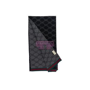 [山姆代購] [限購1件] 古馳GUCCI 經典GG圖案羊毛圍巾 黑色/灰色 23*180cm
