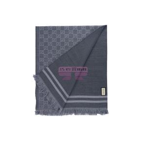 [山姆代購] [限購1件] 古馳GUCCI 經典GG圖案絨線圍巾 灰色 33*180cm