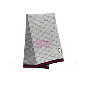 [山姆代購] [限購3件] 古馳GUCCI 經典GG圖案羊毛圍巾 灰色、白色 23*180cm