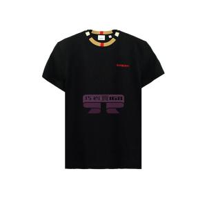 [山姆代購] [限購3件] 博柏利BURBERRY刺繡logo格紋領口短袖T恤男款黑色L碼