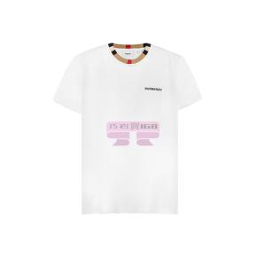 [山姆代購] [限購3件] 博柏利BURBERRY刺繡logo格紋領口短袖T恤男款白色S碼