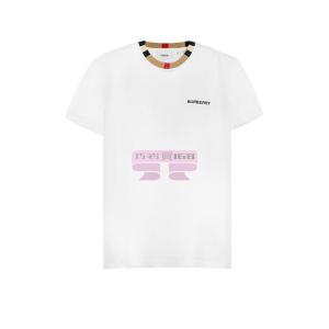 [山姆代購] [限購3件] 博柏利BURBERRY刺繡logo格紋領口短袖T恤男款白色M碼