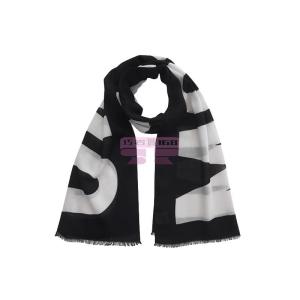 [山姆代購] [限購3件] 莫斯奇諾MOSCHINO 圖案印花 大眾復古 絨線圍巾 黑色