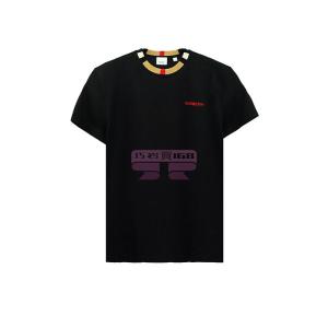 [山姆代購] [限購6件] BURBERRY刺繡LOGO格紋領口短袖T恤男款黑色XL碼