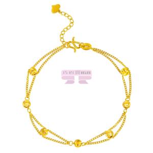 [山姆代購] 北京黃金 足金水波紋轉運珠雙層手鍊