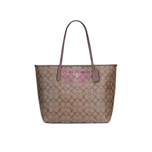 [山姆代購] [限購6件] COACH大號女士PVC配皮單肩手提托特包5696IME74