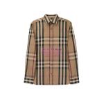 [山姆代購] [限購6件] BURBERRY博柏利 格紋翻領長袖襯衫 春夏 男款 棕色 L碼