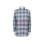 [山姆代購] [限購6件] BURBERRY博柏利 GUAN 格紋圖案寬鬆長袖襯衫 女款 藍色 10碼