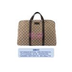 [山姆代購] [限購6件] GUCCI古馳 老花Logo皮革徽標大容量旅行包 帆布拼皮 烏木色/棕色