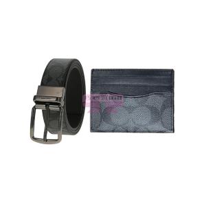 [山姆代購] [限購6件] COACH男士腰帶黑灰色CQ082QBMI5