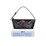 [山姆代購] [限購6件] GUCCl GG Marmont系列 雙G徽標人字紋絎縫皮革手提包 女款 黑色 