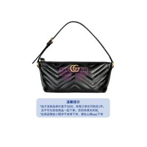 [山姆代購] [限購6件] GUCCl GG Marmont系列 雙G徽標人字紋絎縫皮革手提包 女款 黑色 