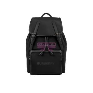 [山姆代購] [限購6件] BURBERRY博柏利 徽標暗色印花可調節肩帶抽繩 揹包雙肩包 大號 黑色