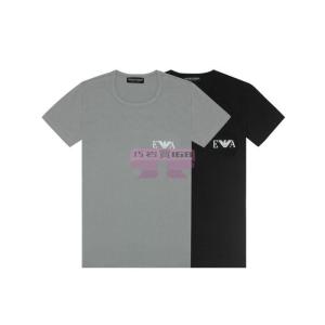 [山姆代購] [限購6件] EMPORIO ARMANI男士簡約百搭短袖T恤兩件裝黑色+灰色-L