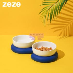 [山姆代購] Zeze 圈圈寵物碗(雙白碗藍底)